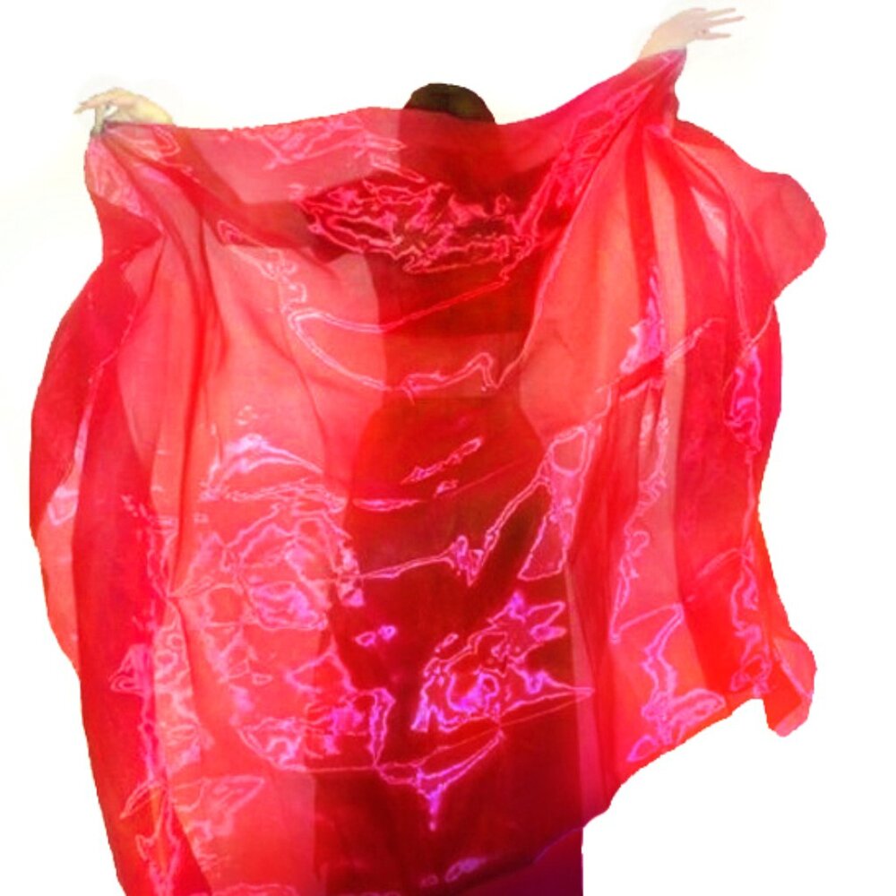 Belly dance veil 3 yards x 54 inches. Red organza, New